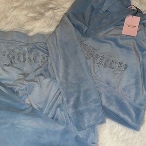 Juicy Couture Rhinestone Logo Blue Velour Tracksuit
